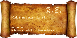 Rubinstein Erik névjegykártya